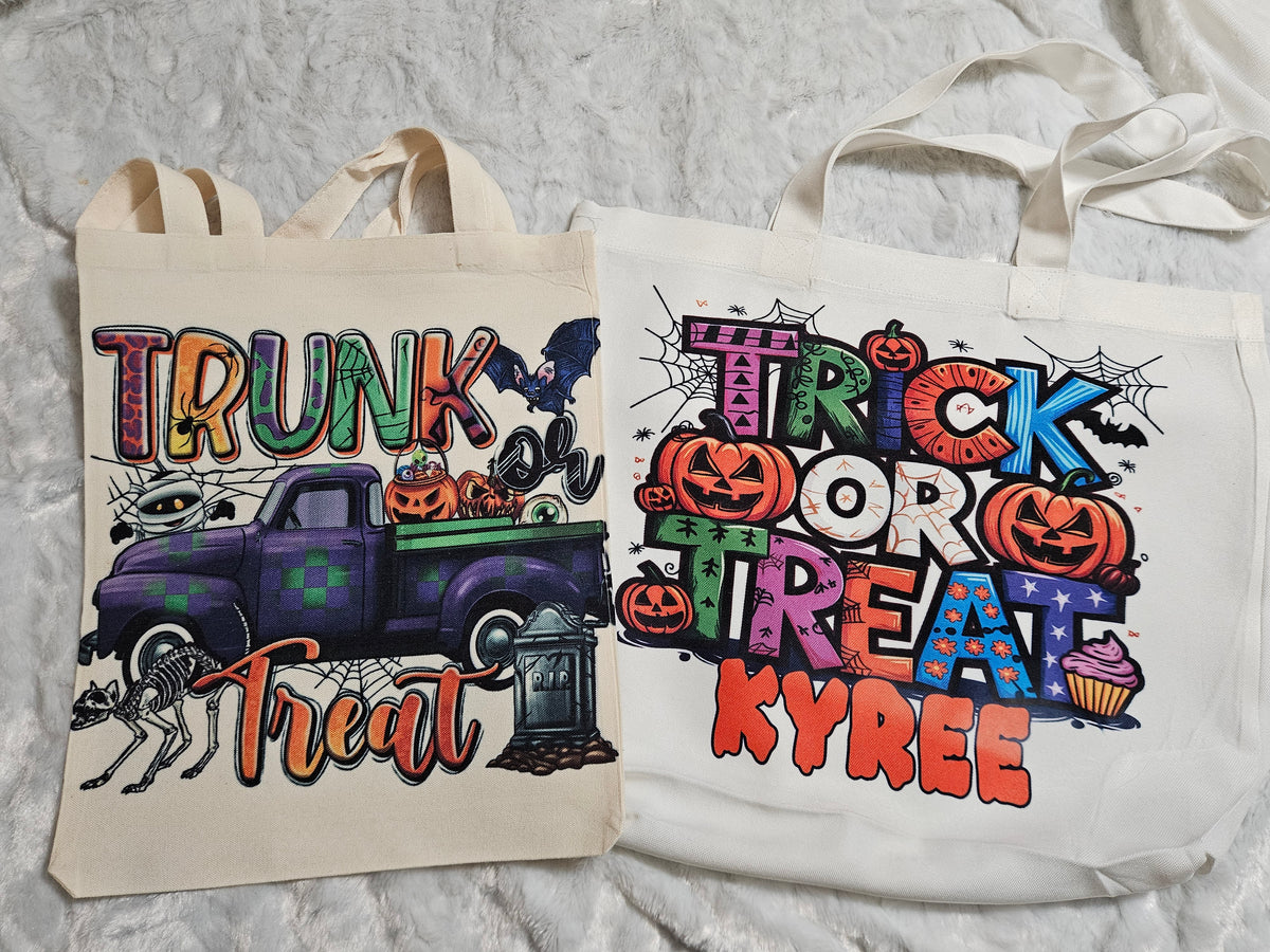 Personalized Halloween Tote — Custom Trick-or-Treat Candy Bag