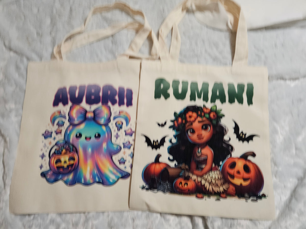 Personalized Halloween Tote — Custom Trick-or-Treat Candy Bag