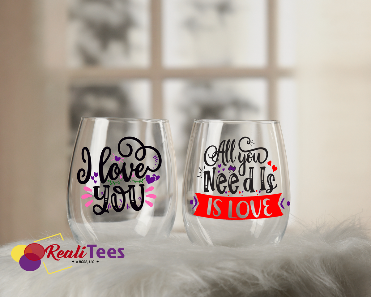 All You Need Is Love – Stemless Wine Glass Set
