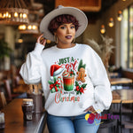 Just a Girl Who Loves Christmas Sweatshirt—Classic Red & Green