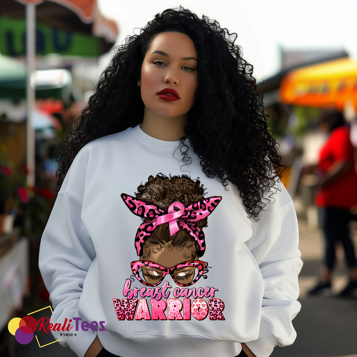 “Messy Bun Warrior” Sweatshirt (White with Leopard Print Accents)