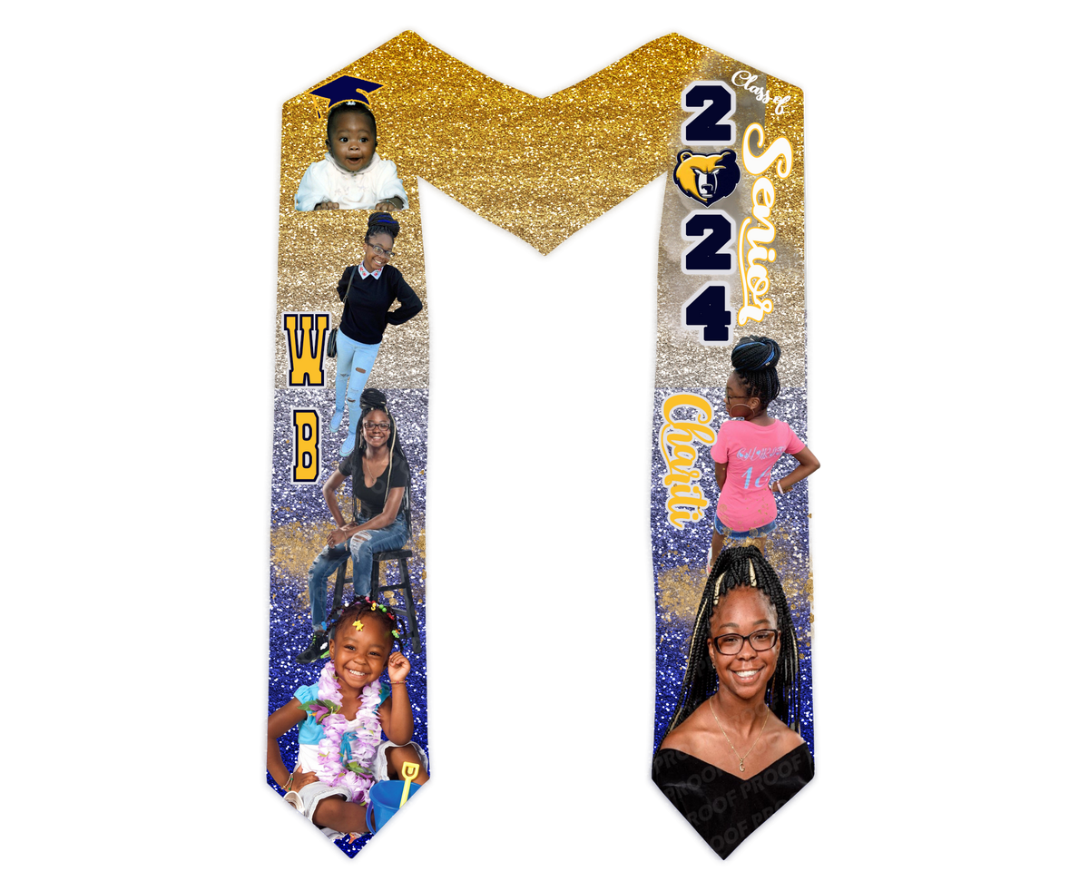 Custom Graduation Stole – 60" Youth & 72" Standard Sizes