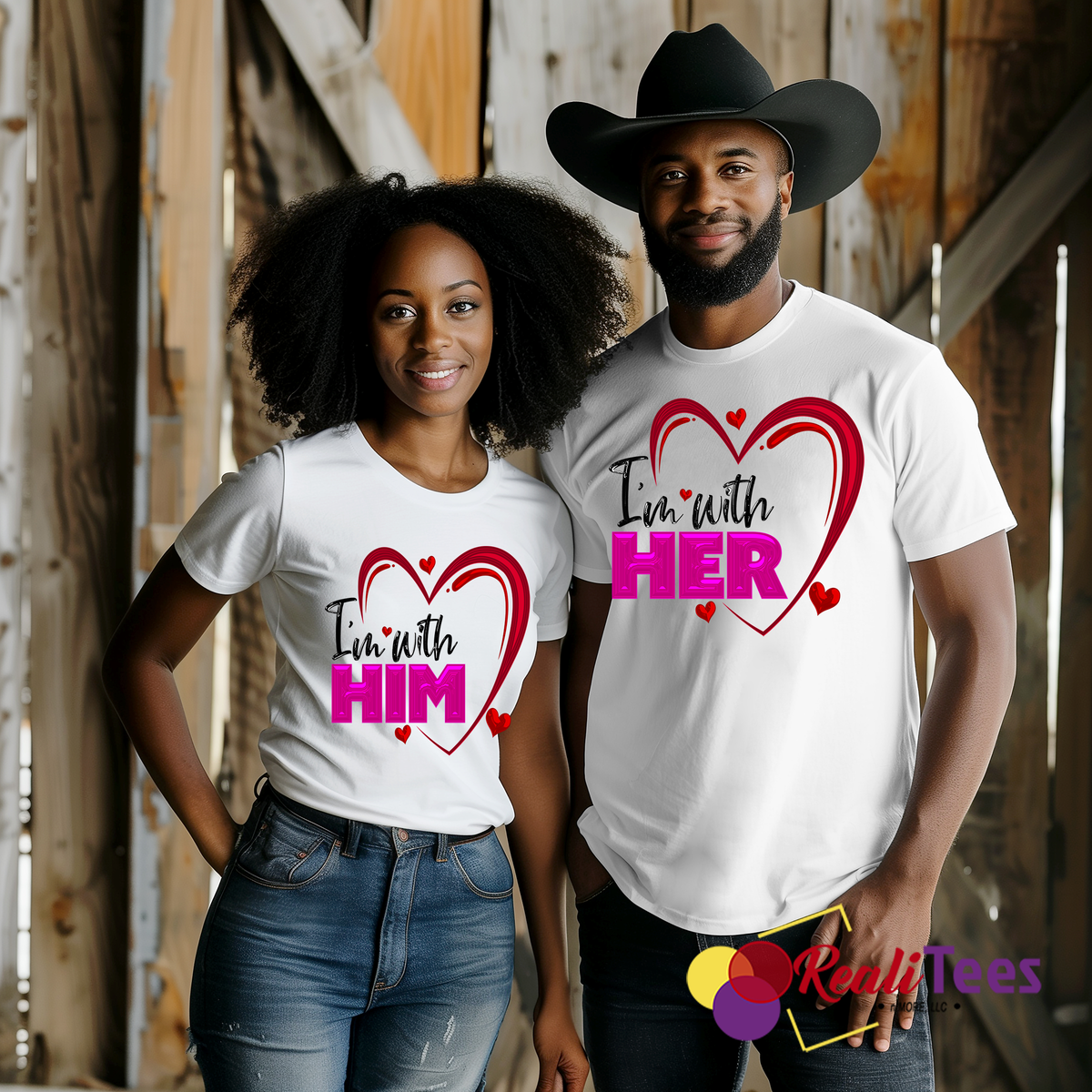 I’m With Him / I’m With Her Couple Tee Set