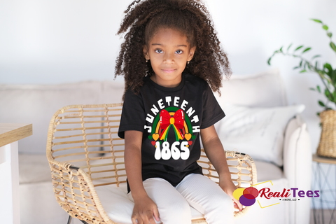 Juneteenth 1865 Kids Rainbow Bow Tee