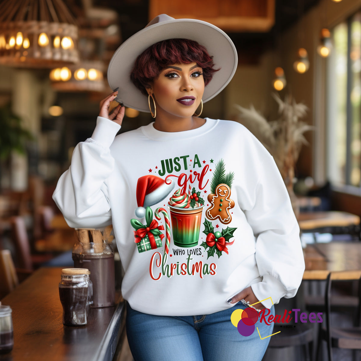 Just a Girl Who Loves Christmas Sweatshirt—Classic Red & Green