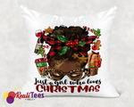 Just a Girl Who Loves Christmas Pillow – Holiday Afrocentric Plaid Print Home Decor