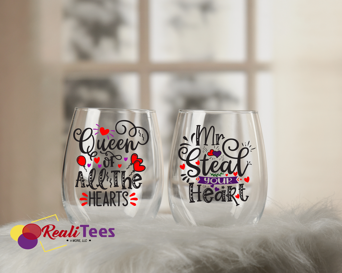 Queen & King of Hearts Glassware Set