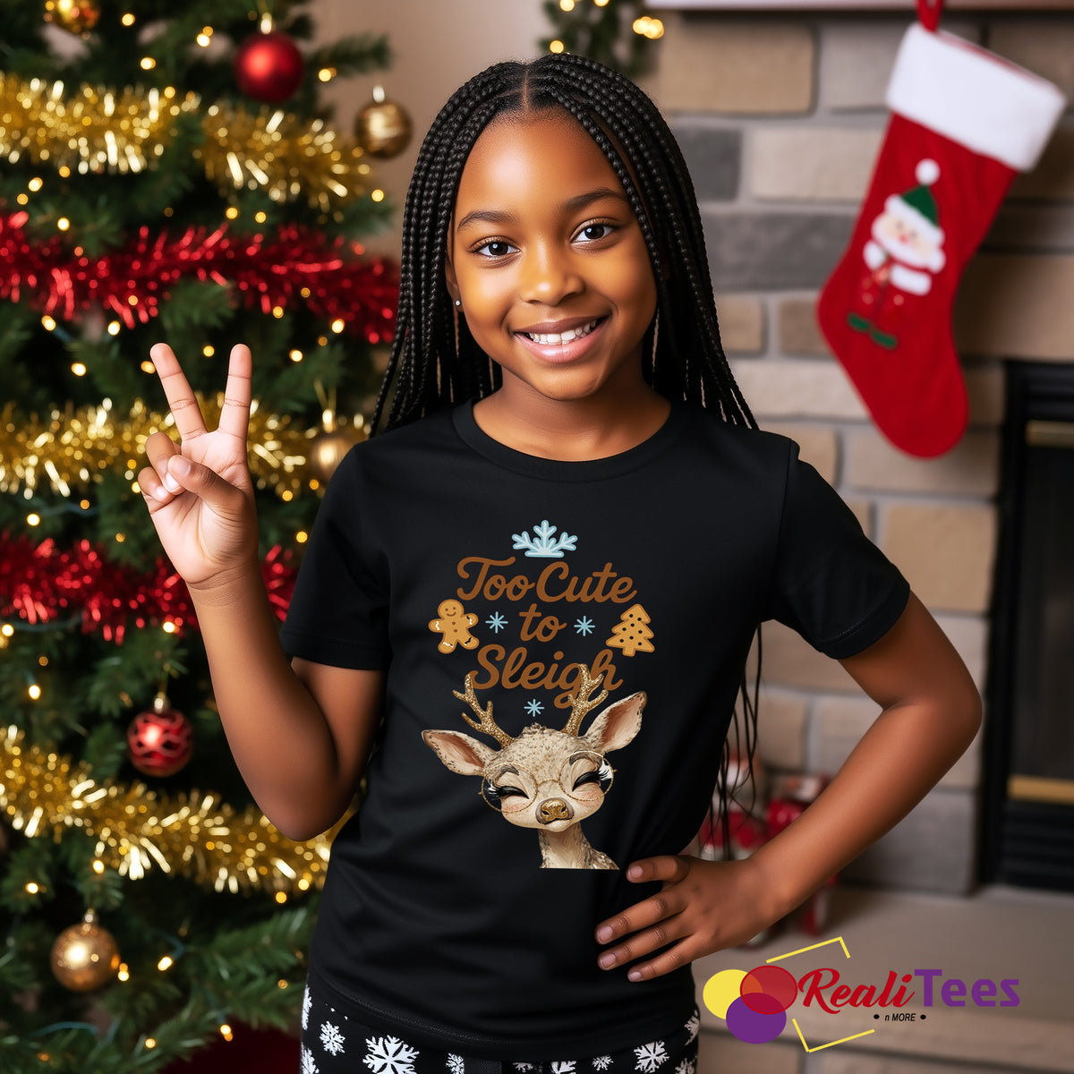 Too Cute to Sleigh—Kids Tee