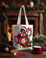 Cozy Cocoa Cutie Christmas Tote Bag – Reusable Holiday Gift Bag