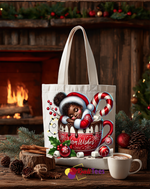 Cozy Cocoa Cutie Christmas Tote Bag – Reusable Holiday Gift Bag