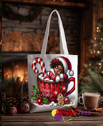 Cozy Cocoa Cutie Christmas Tote Bag – Reusable Holiday Gift Bag