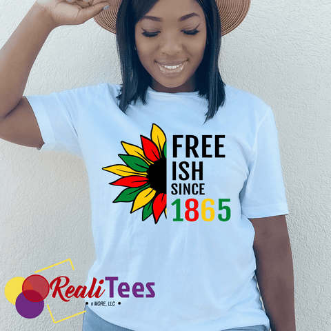 Juneteenth 'Freeish since 1865' Half Sunflower Tee-Shirt