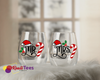 Mr. & Mrs. Christmas Wine Glass Set – Holiday Candy Cane & Santa Hat Design